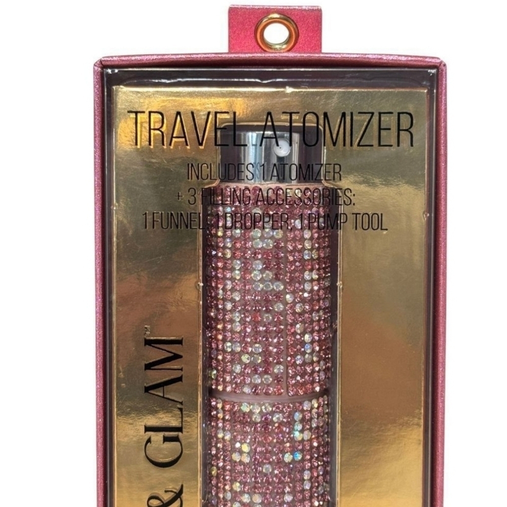 💕▪️Glitz & Glam ▪️Pink & Silver Rhinestone Travel Atomizer 8ml